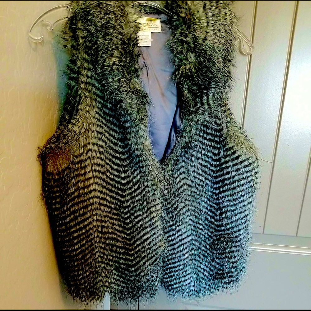 Francesca’s Collection Unique Feathery/Fuzzy  Vintage Boho Jacket - Vest • Large